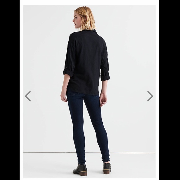 NWT- Lucky Brand Wrap Front Top- Black- M - Picture 7 of 7